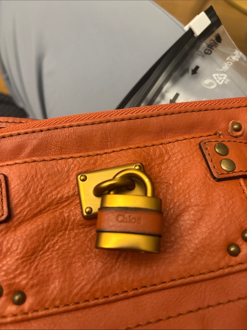 Chloe orange paddington lock wristlet - Picture 6 of 7